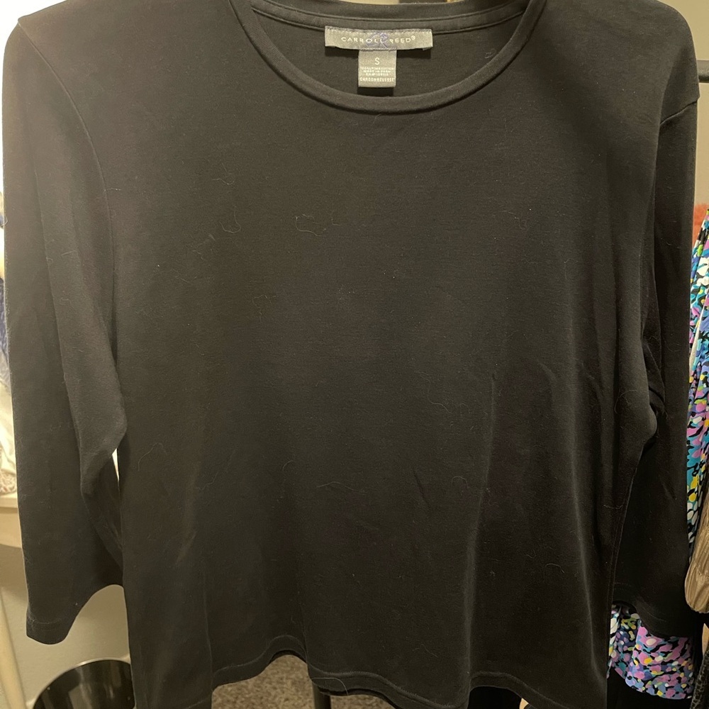Carroll Reed S Quarter length sleeves black top